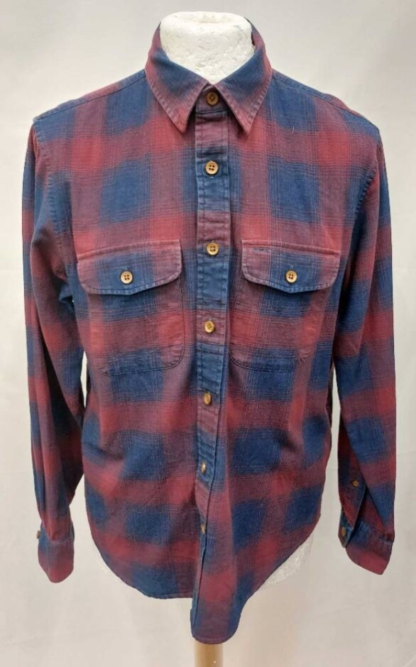 abercrombie & fitch checked muscle fit shirt blue & red size: s