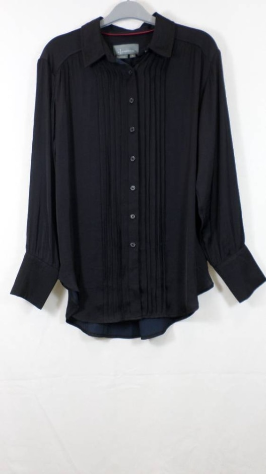 anthropologie shirt - 100% polyester black size: xs
