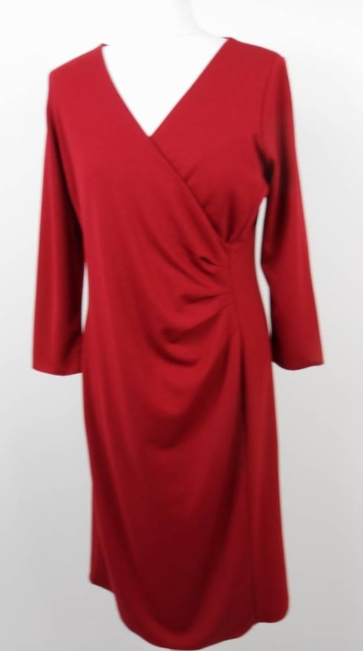 lands' end v-neck dress red size: 10