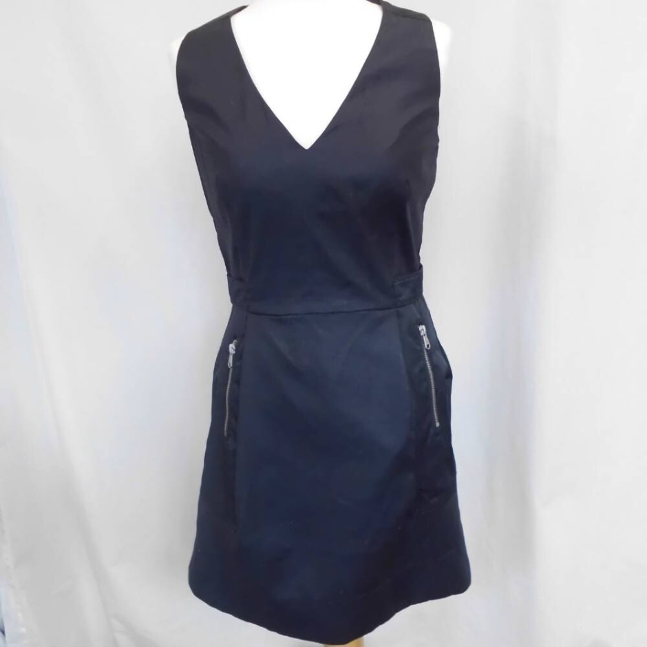 g-star raw women short fitted sleeveless dress navy/black size: m