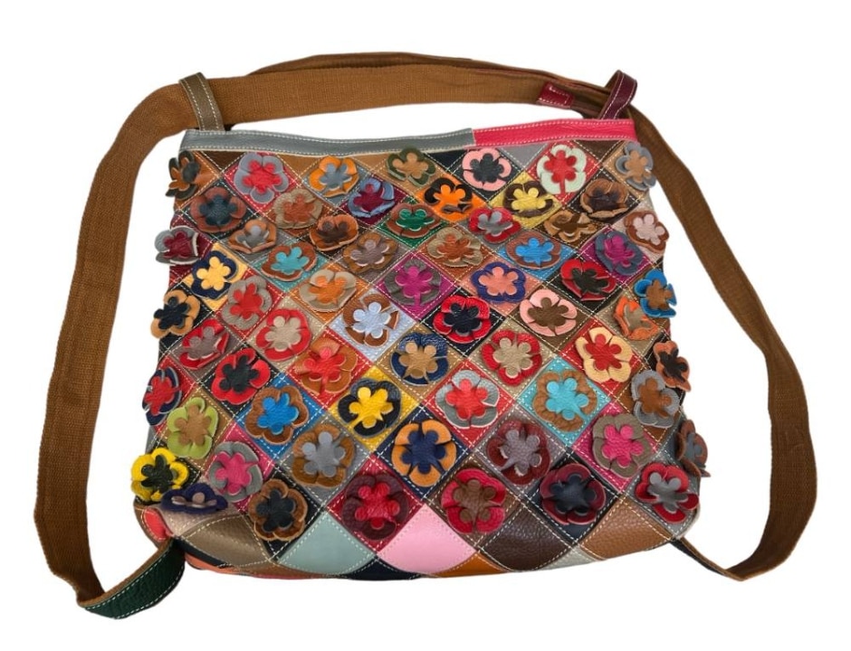 Magic Bags Leather 3D Flower Design Shoulder Bag / Backpack - Multicoloured