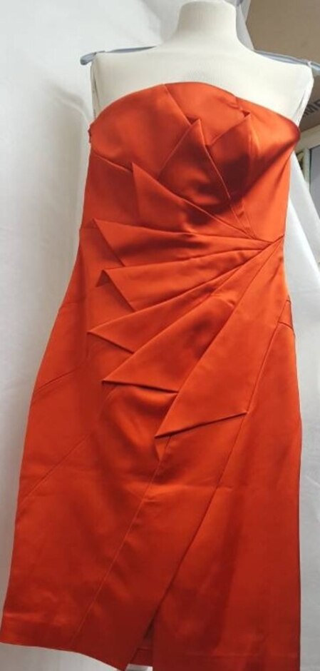 karen millen strapless dress, rust orange, size: 12