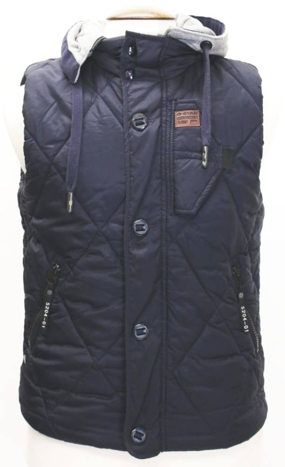 g star raw quilted gilet navy blue size: s