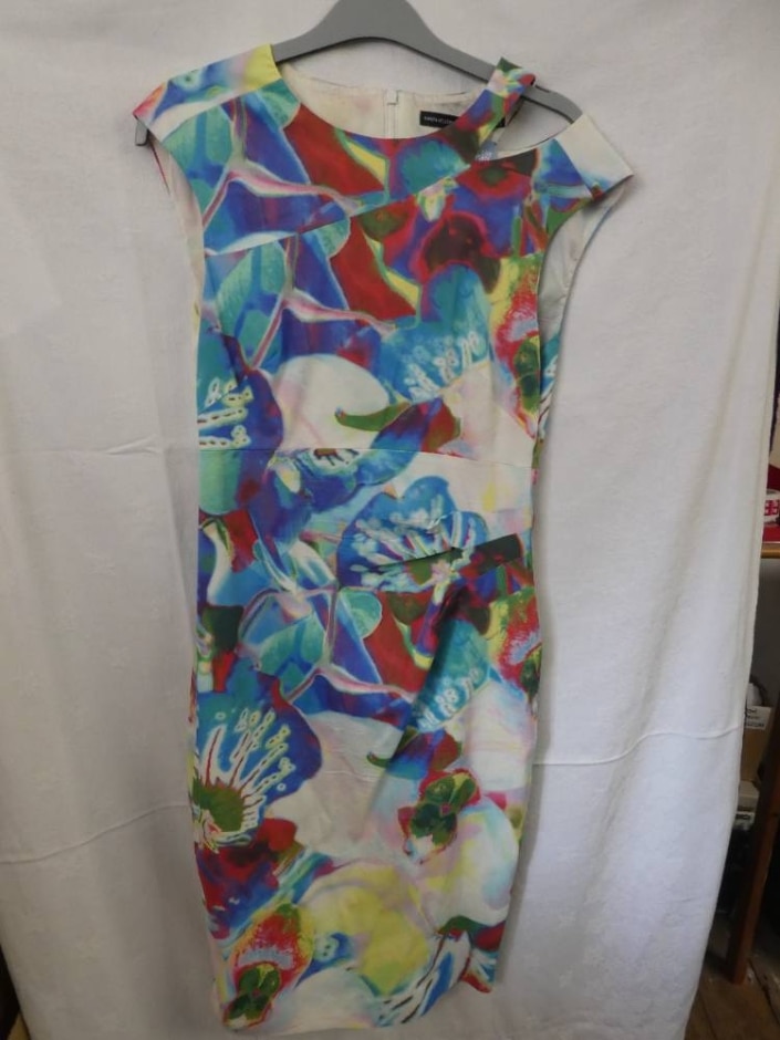 karen millen sleeveless dress multicoloured size: 12
