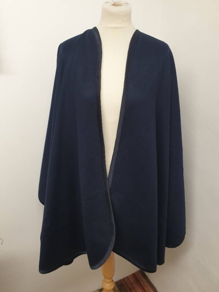 CERRUTI 1881 deep blue wool poncho | Oxfam Shop