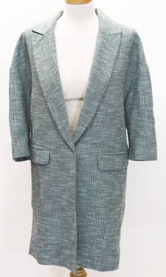 nicole farhi linen mix mid length coat mint green size: 8
