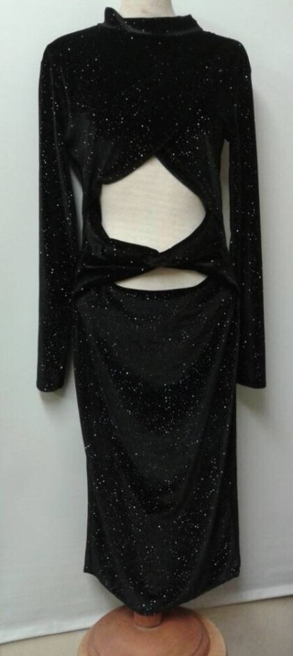 boohoo new, velvet dress, black sparkly size: 14