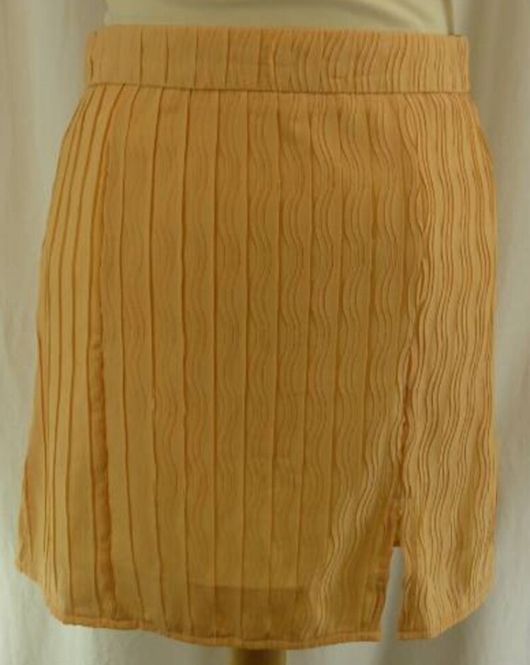 nasty gal plisse textured mini skirt orange size: 8
