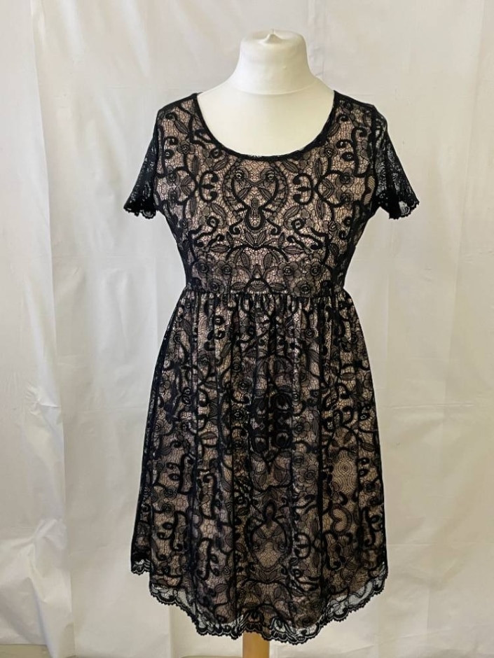 next lace dress black/beige size: 12