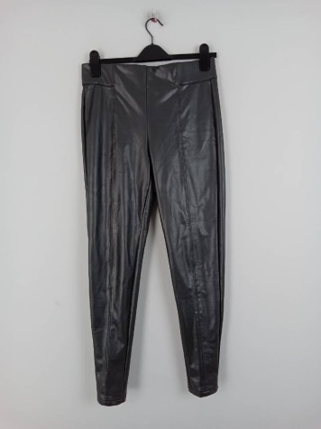 M&S Marks & Spencer Faux Leather Leggings Grey Size: 12