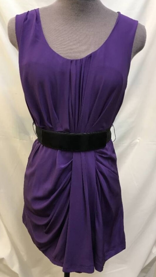 ted baker 100% silk mini dress purple size: 8