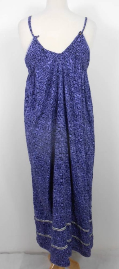 anthropologie patterned maxi dress purple size: m