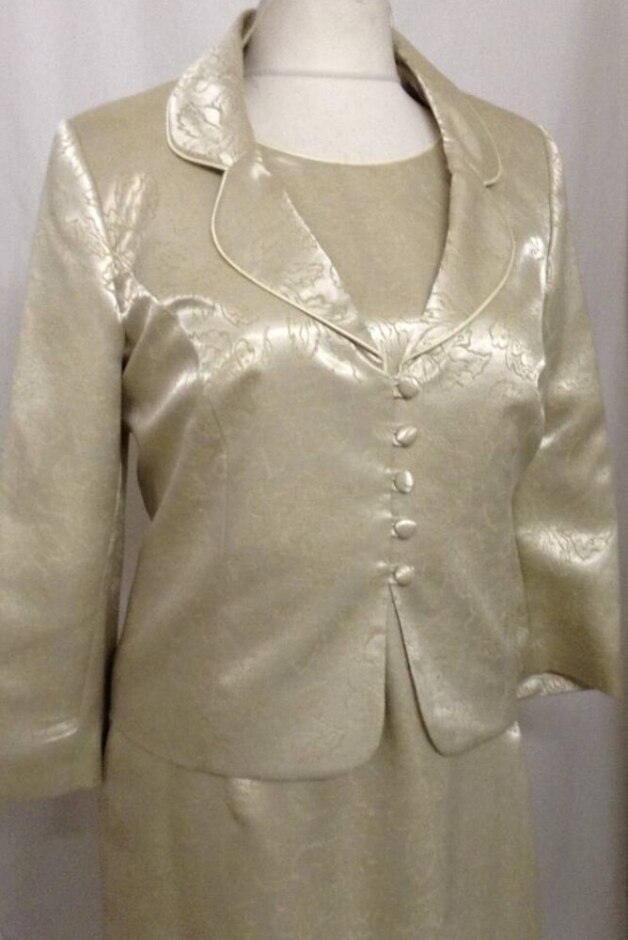 roman originals skirt dress and jacket suit gold size: 16