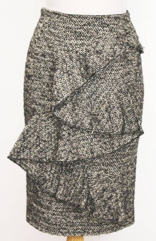 karen millen wool mix mini skirt brown mix size: 8