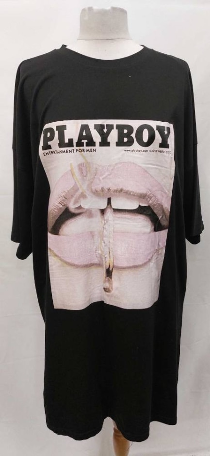 playboy x missguided oversized t shirt dress black size: 18